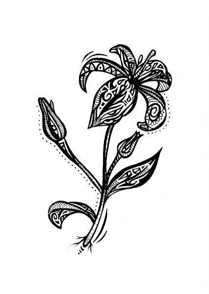 Lily Ornaments illustrative flower tattoo design