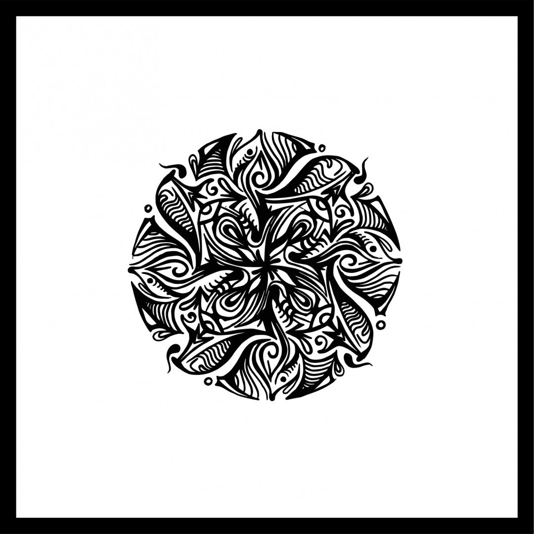 Mandala Illustration Hans From Space, schwarz weiß