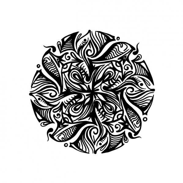 Mandala Illustration Hans From Space, schwarz weiß